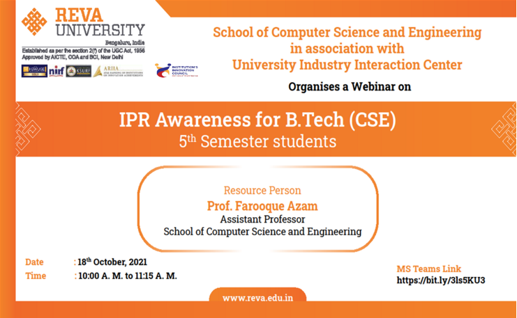 IPR Awareness for B.Tech (CSE) 5th Semester Students